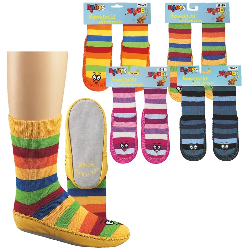 Socks 4 fun SOCK ponožka kožené chodidlo proužek — růžová — foto 2 z 2 — SOCKS 4 FUN