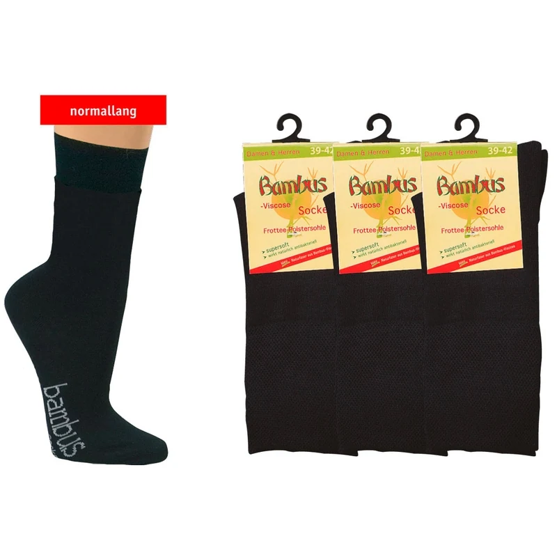 Socks 4 fun BAMBUSOVÁ ponožka vysoká YOU s froté na chodidle — černá — SOCKS 4 FUN — barva černá