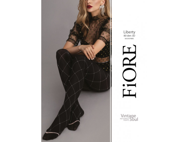 FIORE Liberty punčochové kalhoty vzorované 80 DEN G5947 černo/bílá, velikost punčocháče — FIORE