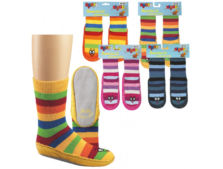 SOCK 4 FUN ponožka kožené chodidlo 3140 proužek růžová, velikost — foto 4 z 4 — SOCKS 4 FUN